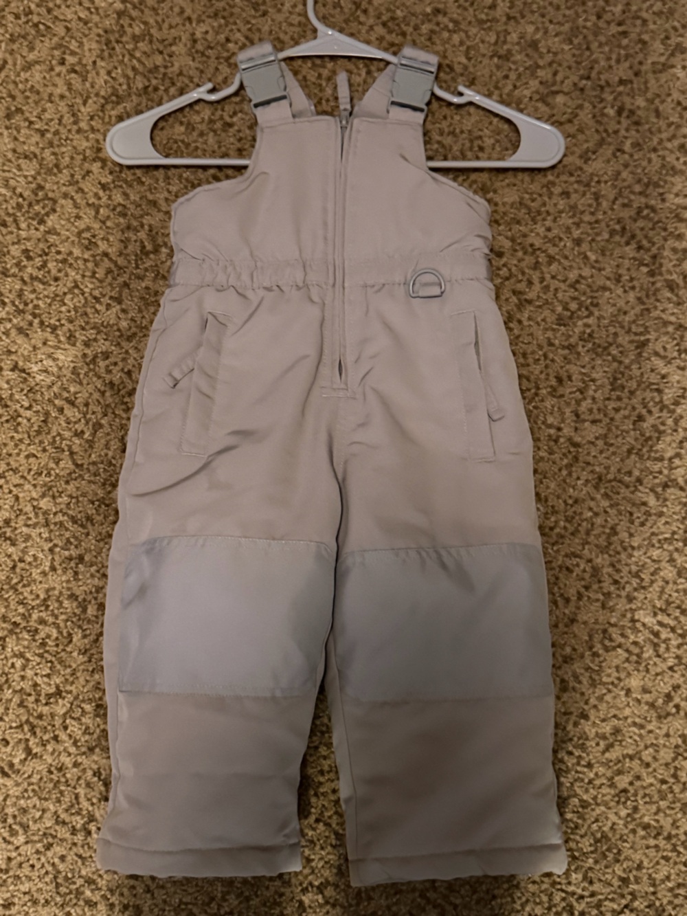 Toughskins Light Gray snow bibs with Reinforced Knees